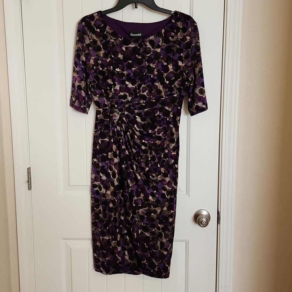 Connected Apparel Purple, Greyish green & Black Dress Size 8